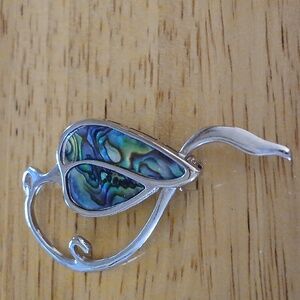 Elegant Silver and Abalone Shell Brooch